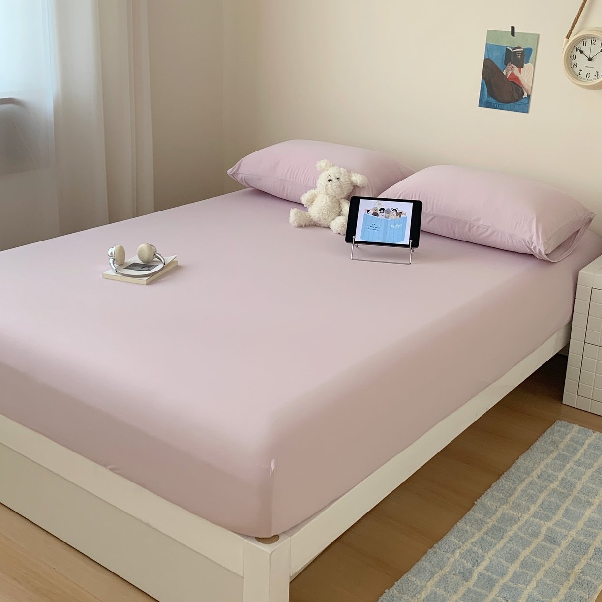 91家纺网 家纺一手货源 找家纺 桃喜 2026新款2026新款纯色165gA类锦氨凉感冰皮床笠单品床笠有凉感值检测报告 木槿紫