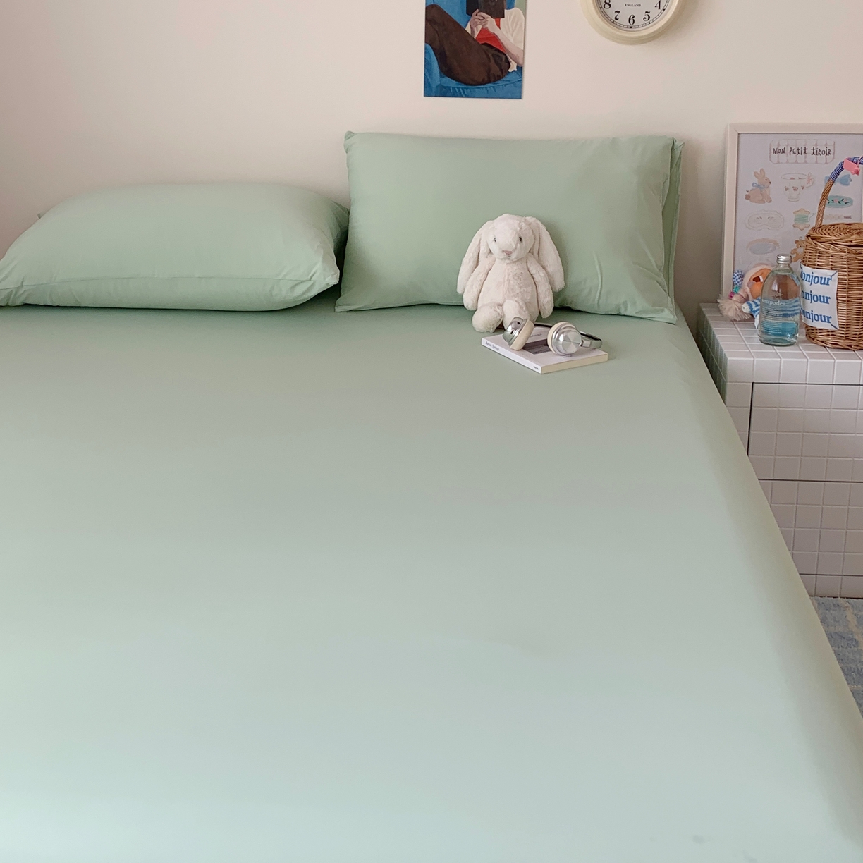 91家纺网 家纺一手货源 找家纺 桃喜 2026新款2026新款纯色165gA类锦氨凉感冰皮床笠单品床笠有凉感值检测报告 草绿