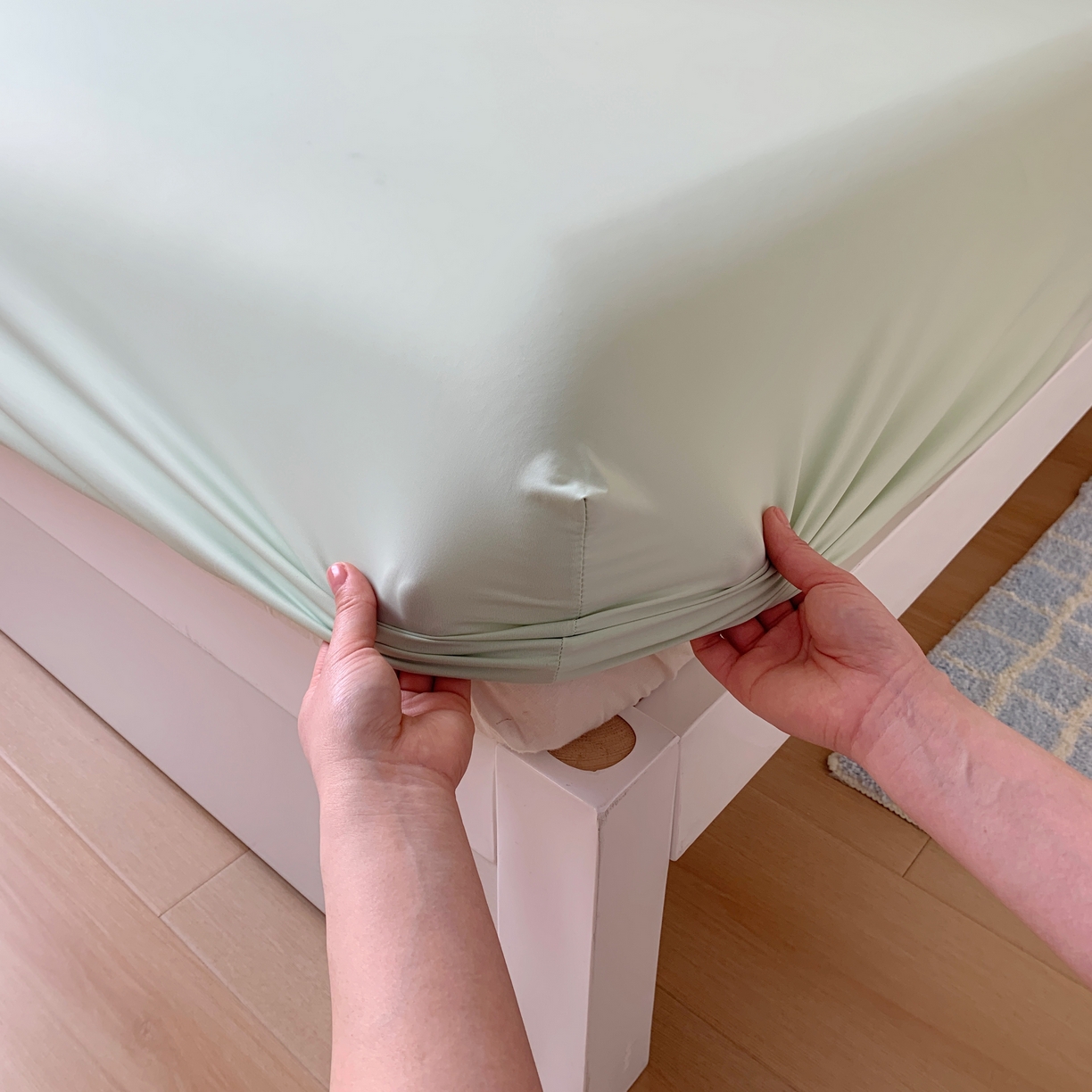 91家纺网 家纺一手货源 找家纺 桃喜 2026新款2026新款纯色165gA类锦氨凉感冰皮床笠单品床笠有凉感值检测报告 草绿