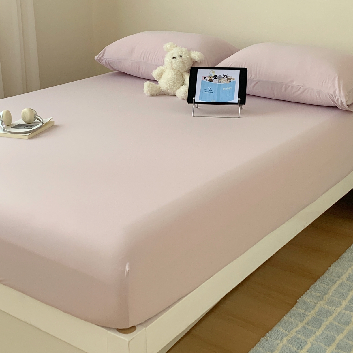 91家纺网 家纺一手货源 找家纺 桃喜 2026新款2026新款纯色165gA类锦氨凉感冰皮床笠单品床笠有凉感值检测报告 木槿紫