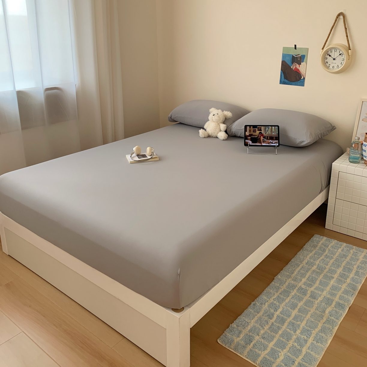 91家纺网 家纺一手货源 找家纺 桃喜 2026新款2026新款纯色165gA类锦氨凉感冰皮床笠单品床笠有凉感值检测报告 炭灰色