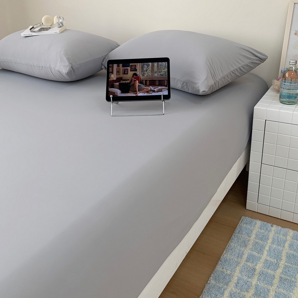 91家纺网 家纺一手货源 找家纺 桃喜 2026新款2026新款纯色165gA类锦氨凉感冰皮床笠单品床笠有凉感值检测报告 炭灰色