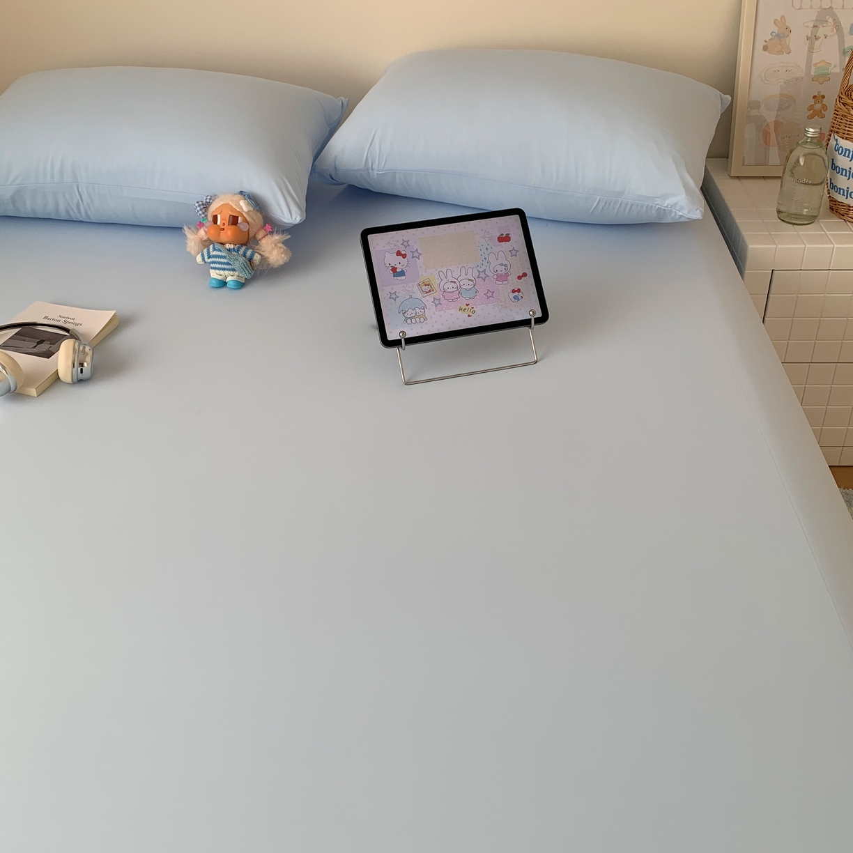 91家纺网 家纺一手货源 找家纺 桃喜 2026新款2026新款纯色165gA类锦氨凉感冰皮床笠单品床笠有凉感值检测报告 天空蓝