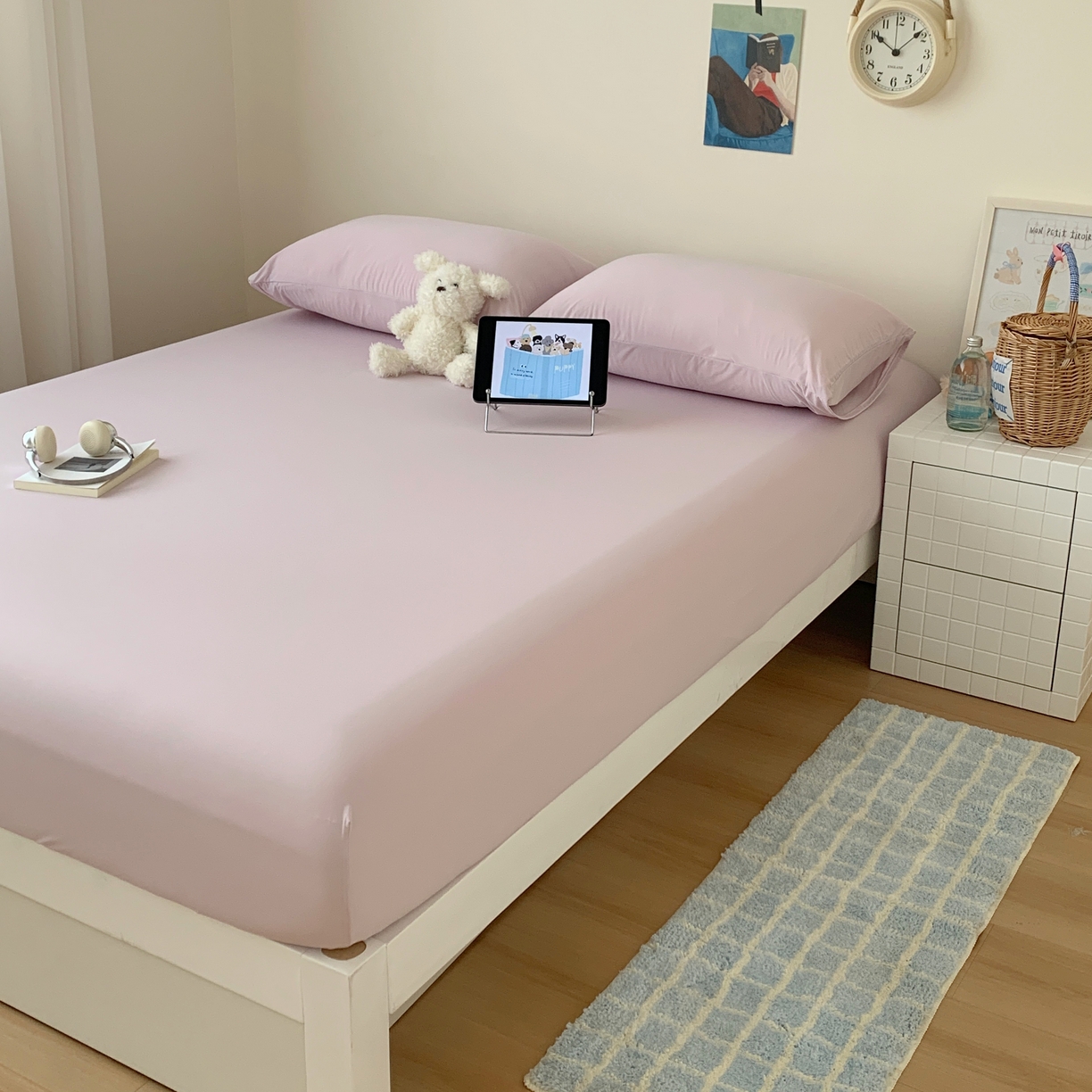 91家纺网 家纺一手货源 找家纺 桃喜 2026新款2026新款纯色165gA类锦氨凉感冰皮床笠单品床笠有凉感值检测报告 木槿紫