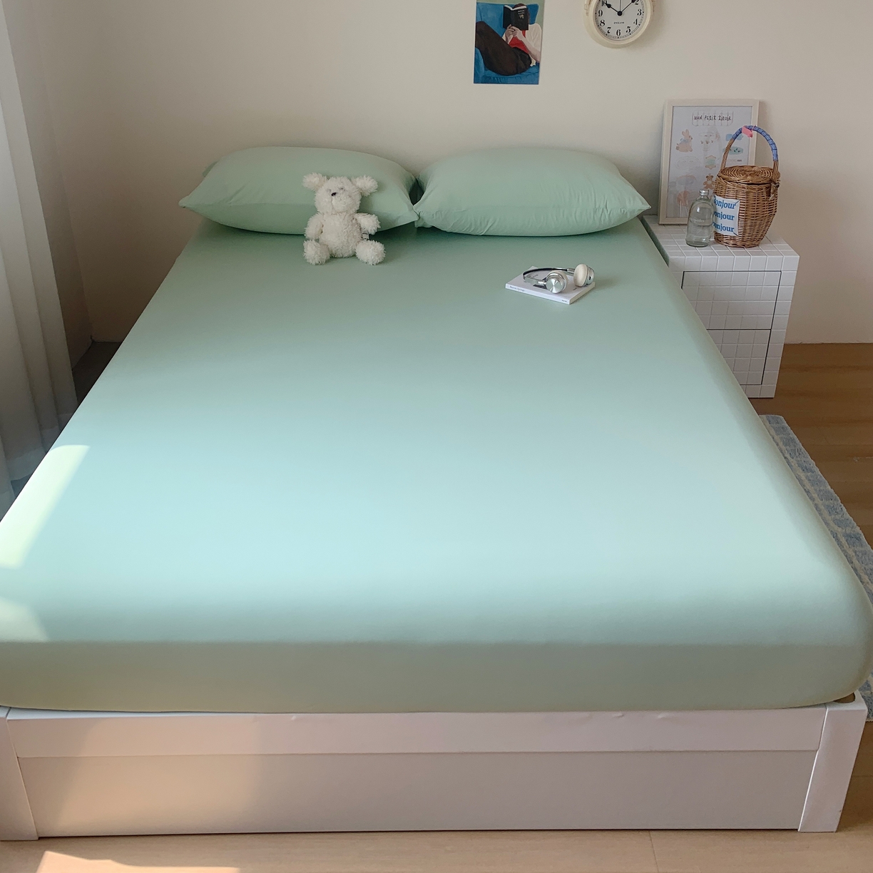 91家纺网 家纺一手货源 找家纺 桃喜 2026新款2026新款纯色165gA类锦氨凉感冰皮床笠单品床笠有凉感值检测报告 草绿