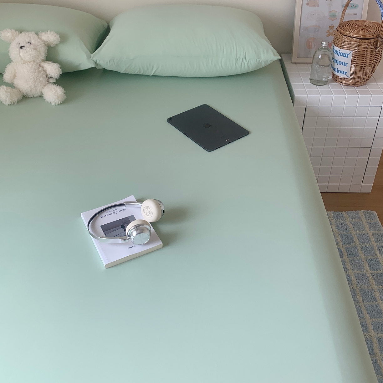 91家纺网 家纺一手货源 找家纺 桃喜 2026新款2026新款纯色165gA类锦氨凉感冰皮床笠单品床笠有凉感值检测报告 草绿