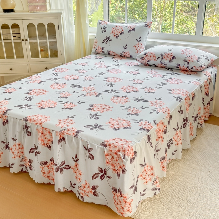 91家纺网 家纺一手货源 找家纺 莎臣豹 2026新款植物羊绒单品单件单床裙可配床裙三件套原野花束