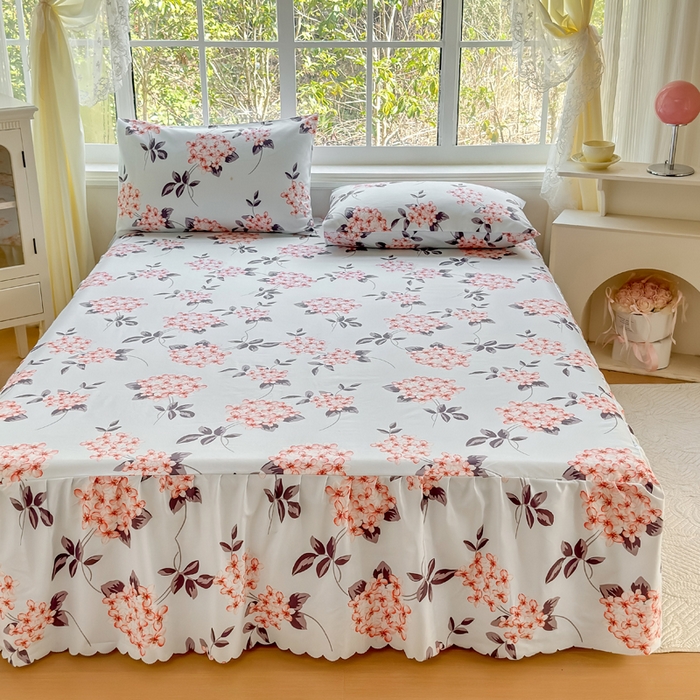 91家纺网 家纺一手货源 找家纺 莎臣豹 2026新款植物羊绒单品单件单床裙可配床裙三件套原野花束