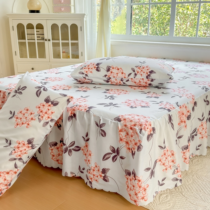 91家纺网 家纺一手货源 找家纺 莎臣豹 2026新款植物羊绒单品单件单床裙可配床裙三件套原野花束