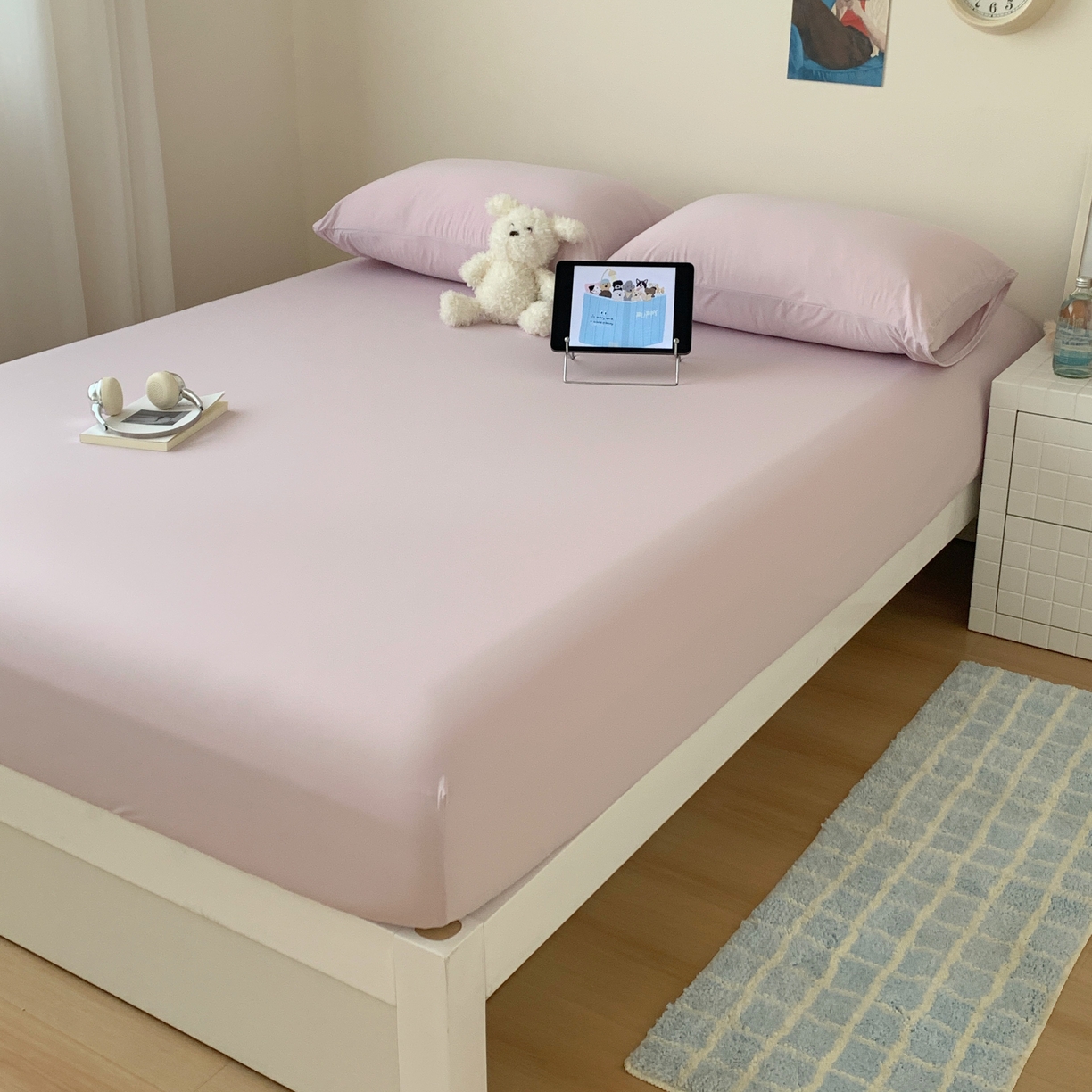 91家纺网 家纺一手货源 找家纺 桃喜 2026新款2026新款纯色165gA类锦氨凉感冰皮床笠单品床笠有凉感值检测报告 木槿紫