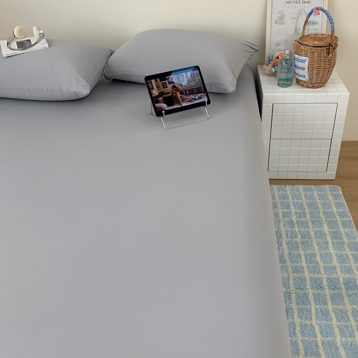 91家纺网 家纺一手货源 找家纺 桃喜 2026新款2026新款纯色165gA类锦氨凉感冰皮床笠单品床笠有凉感值检测报告 炭灰色