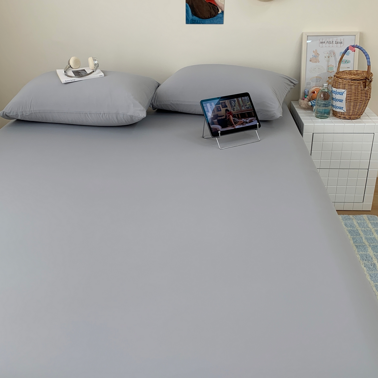 91家纺网 家纺一手货源 找家纺 桃喜 2026新款2026新款纯色165gA类锦氨凉感冰皮床笠单品床笠有凉感值检测报告 炭灰色