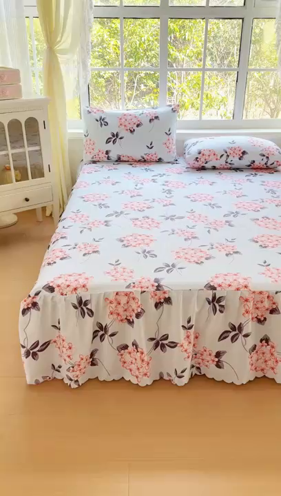 91家纺网 家纺一手货源 找家纺 莎臣豹 2026新款植物羊绒单品单件单床裙可配床裙三件套原野花束