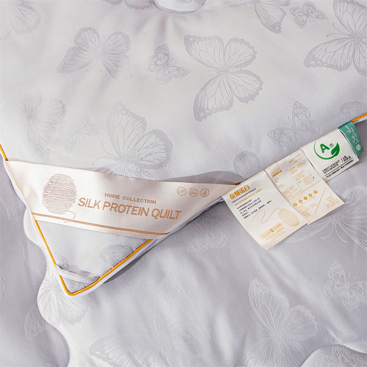 91家纺网 家纺一手货源 找家纺 小禹仔家纺 2026新款二合一拉链款蚕蛹蛋白子母被冬被春秋被夏被被子被芯加厚棉被-蝶梦系列 蝴蝶-灰