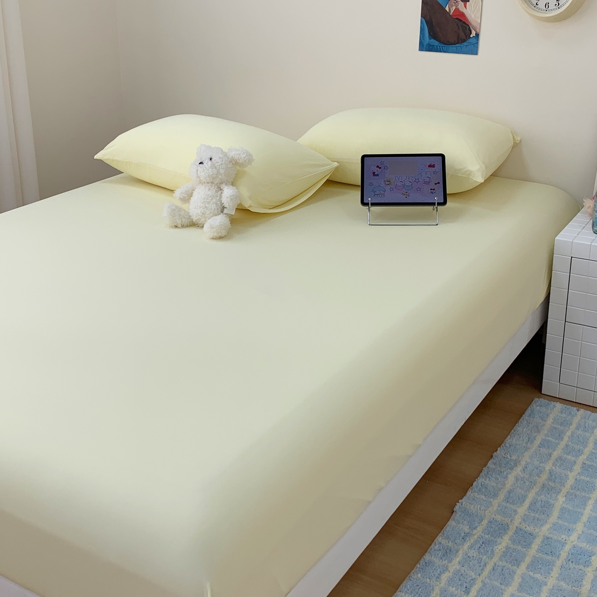 91家纺网 家纺一手货源 找家纺 桃喜 2026新款2026新款纯色165gA类锦氨凉感冰皮床笠单品床笠有凉感值检测报告 奶昔黄