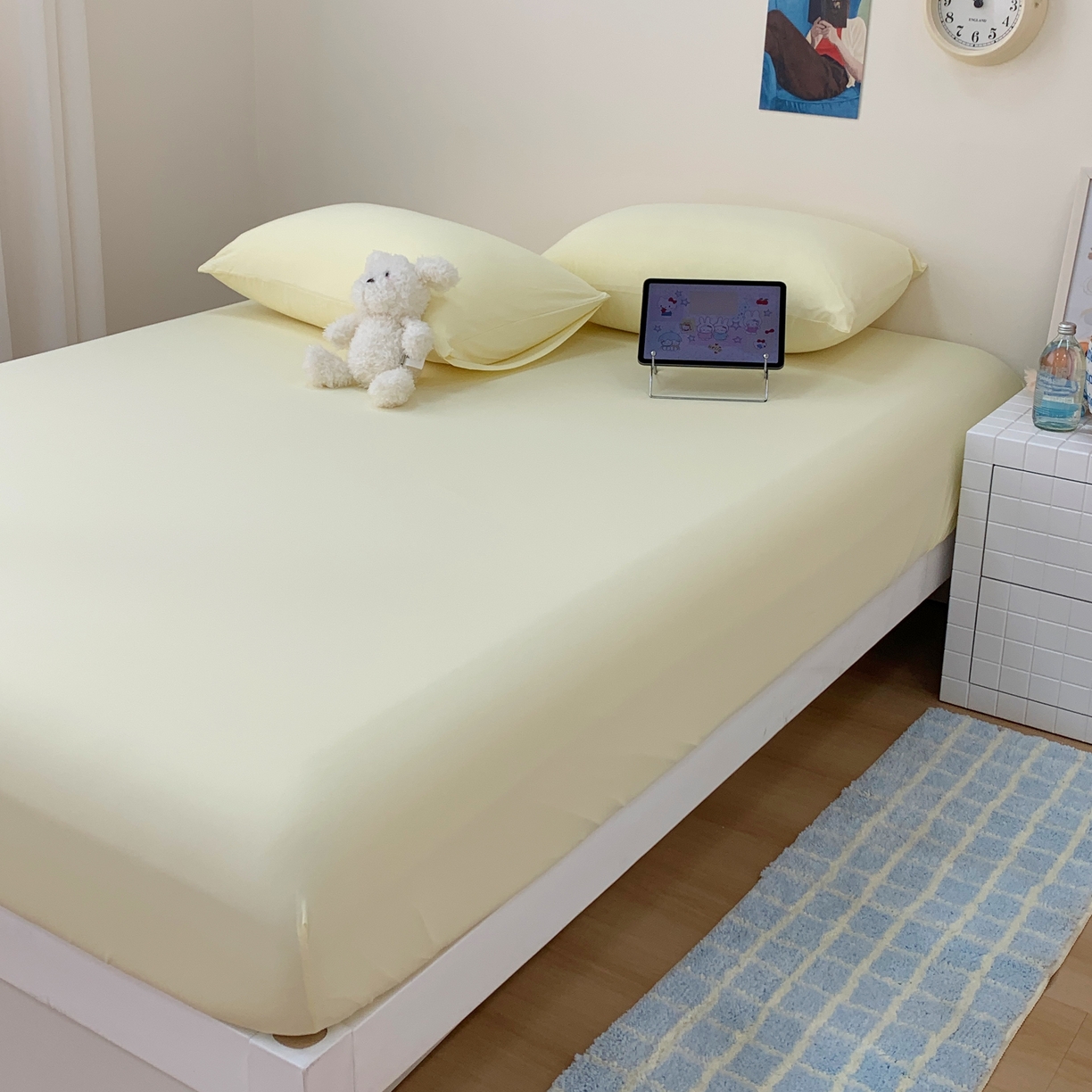 91家纺网 家纺一手货源 找家纺 桃喜 2026新款2026新款纯色165gA类锦氨凉感冰皮床笠单品床笠有凉感值检测报告 奶昔黄