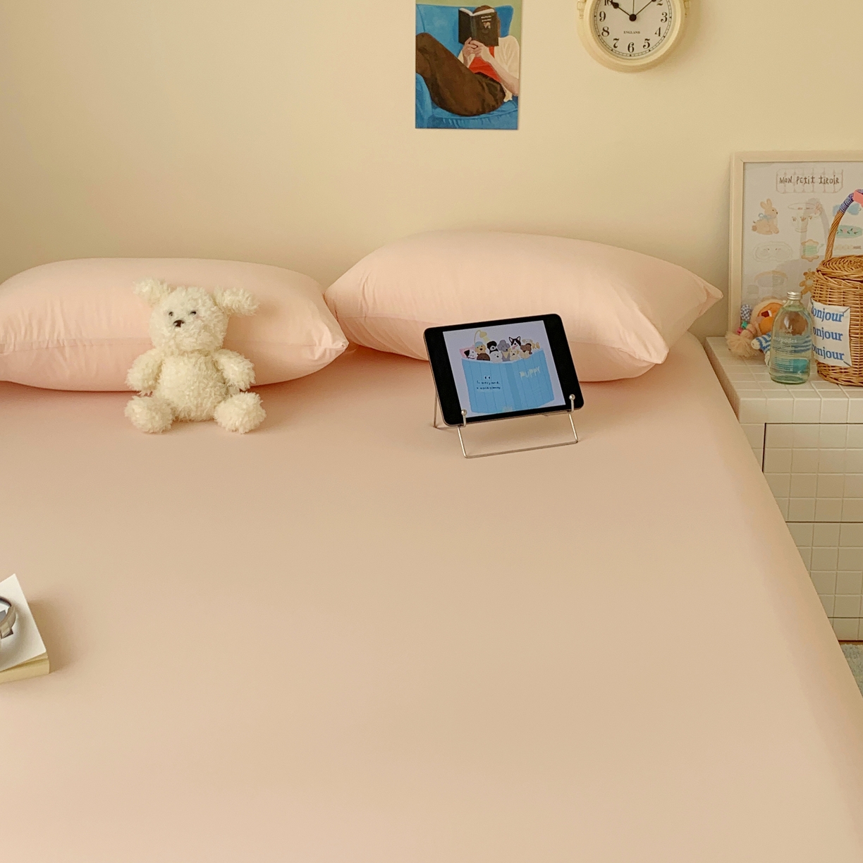 91家纺网 家纺一手货源 找家纺 桃喜 2026新款2026新款纯色165gA类锦氨凉感冰皮床笠单品床笠有凉感值检测报告 蜜桃粉