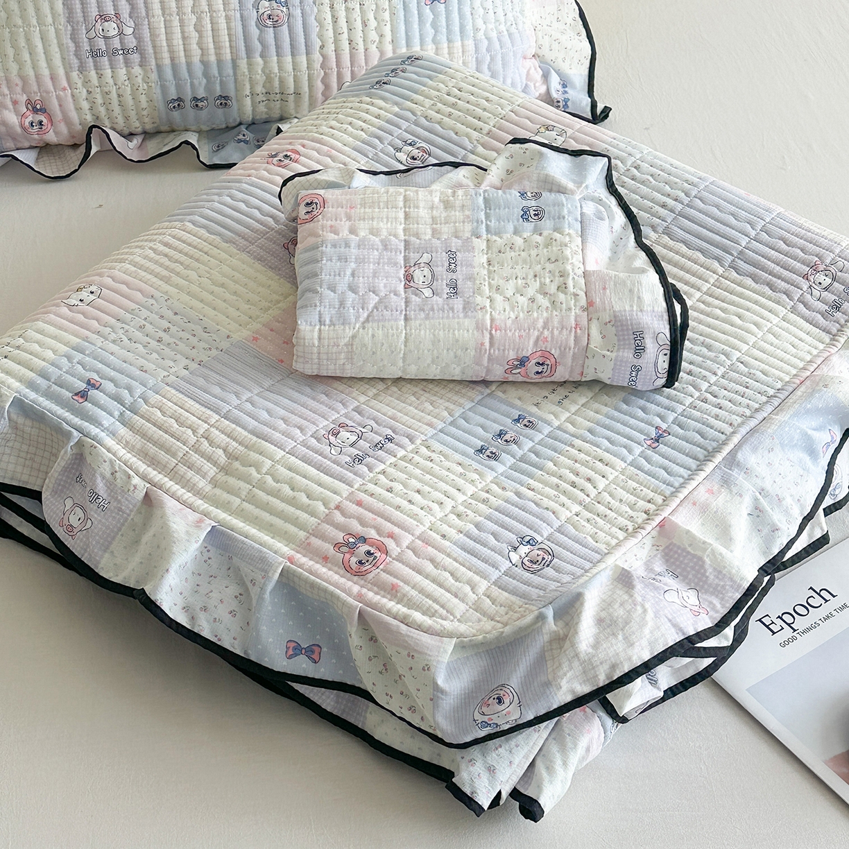 91家纺网 家纺一手货源 找家纺 （总）幸嘉轩 2026新款双层纱花边床盖单件加厚夹棉云感皱皱纱花边款床单三件套