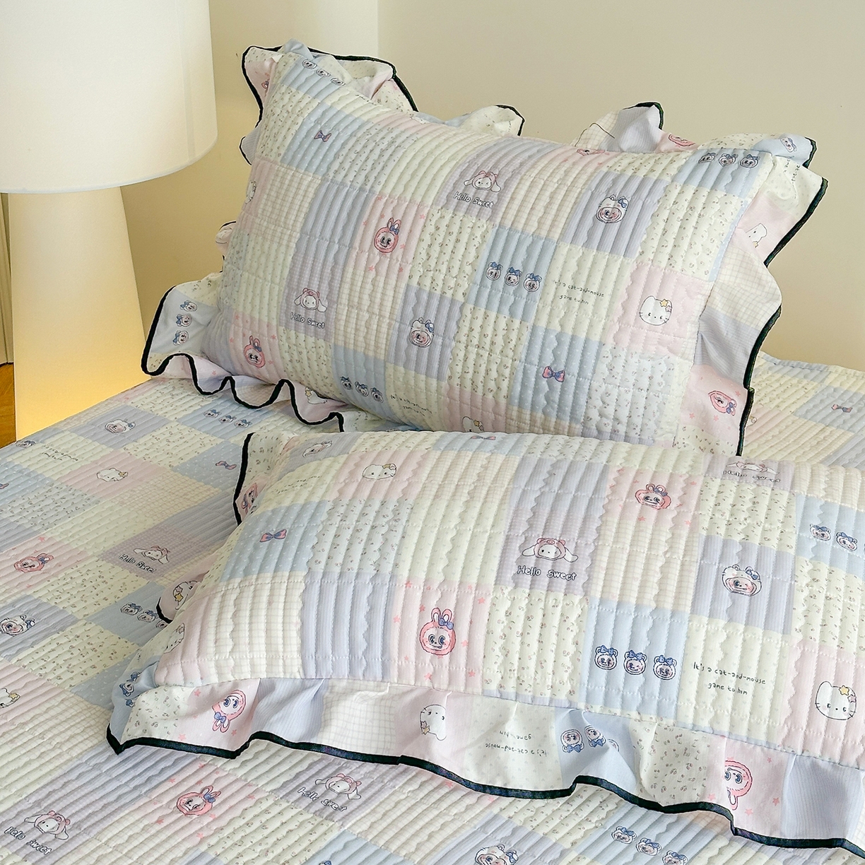 91家纺网 家纺一手货源 找家纺 （总）幸嘉轩 2026新款双层纱花边床盖单件加厚夹棉云感皱皱纱花边款床单三件套