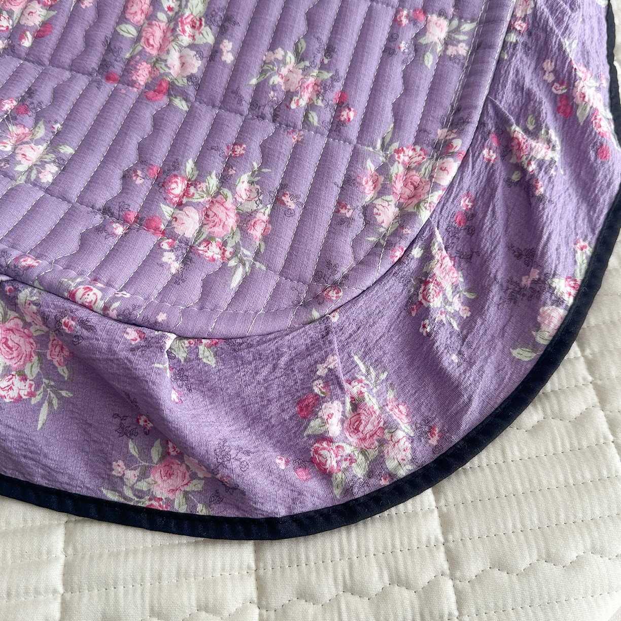 91家纺网 家纺一手货源 找家纺 幸嘉轩 2026新款双层纱花边床盖单件加厚夹棉云感皱皱纱花边款床单三件套 豆蔻年华-紫