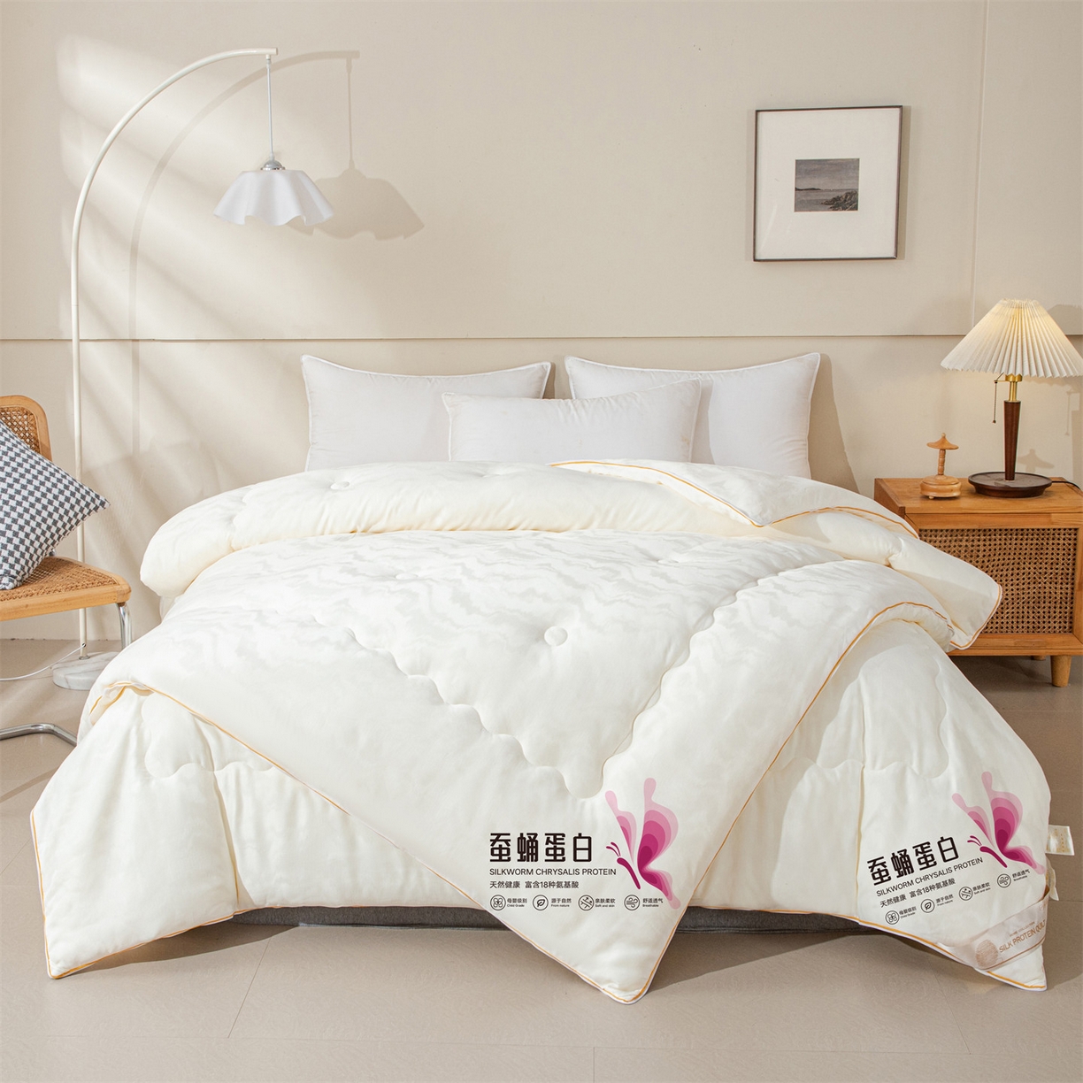 91家纺网 家纺一手货源 找家纺 （总）小禹仔家纺 2026新款全棉提花蚕蛹蛋白子母被-山水系列