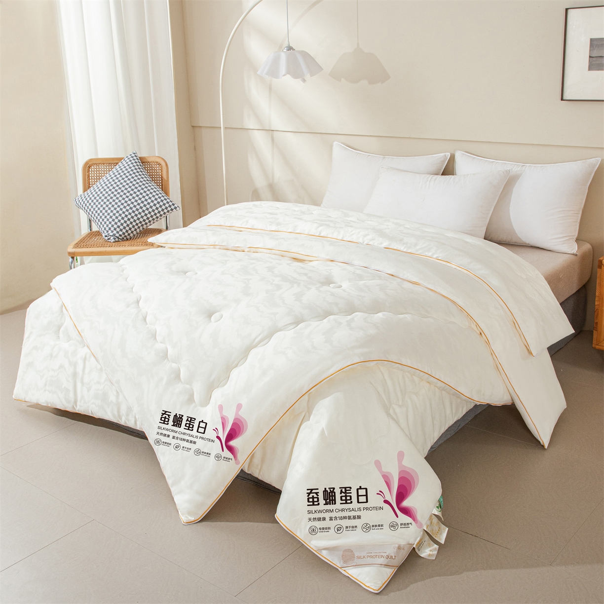 91家纺网 家纺一手货源 找家纺 （总）小禹仔家纺 2026新款全棉提花蚕蛹蛋白子母被-山水系列