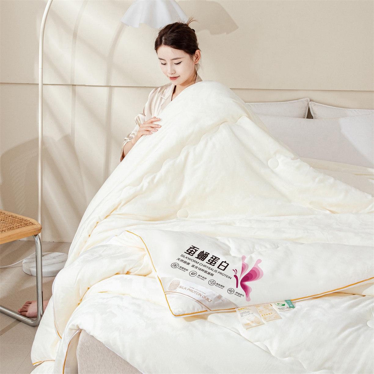 91家纺网 家纺一手货源 找家纺 （总）小禹仔家纺 2026新款全棉提花蚕蛹蛋白子母被-山水系列