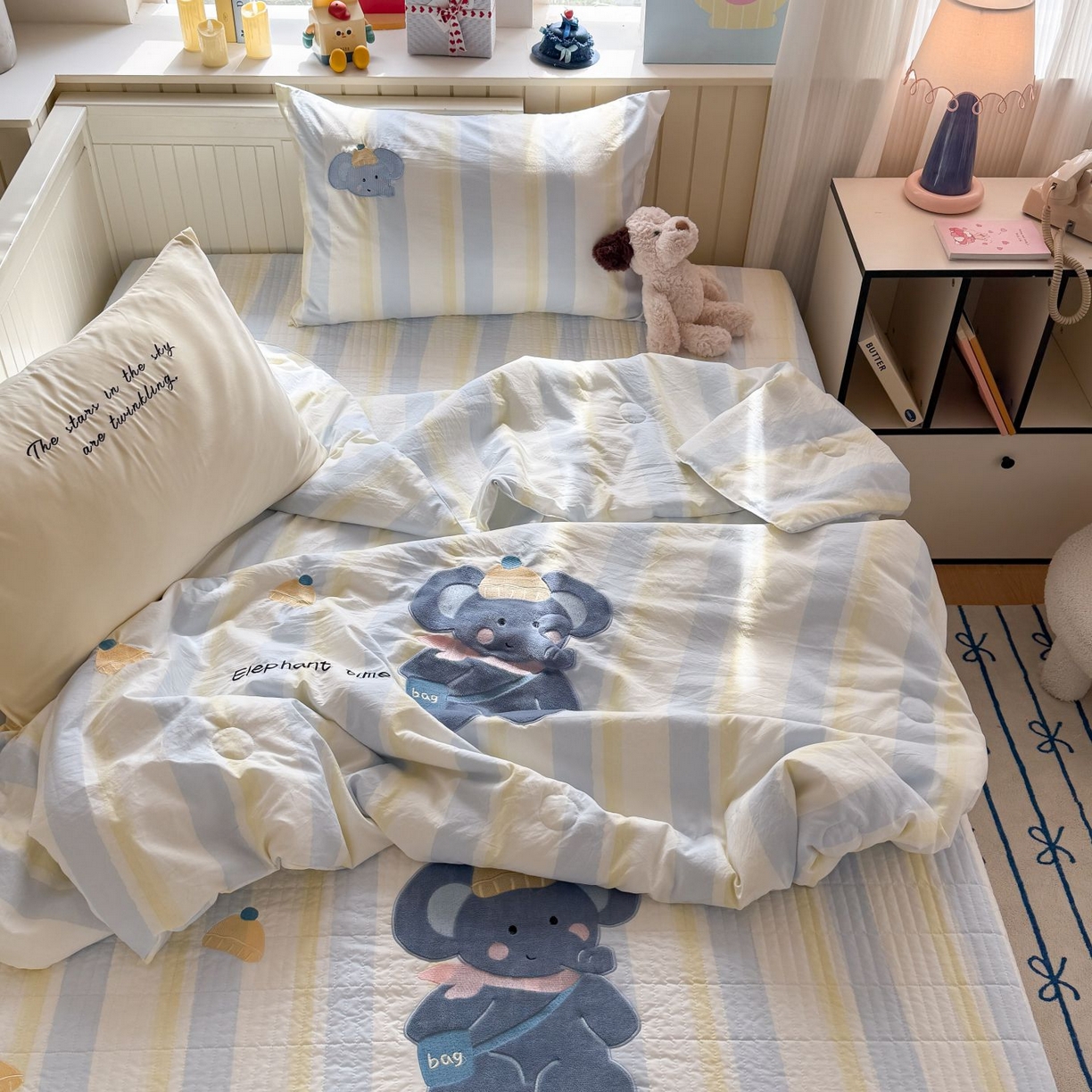 91家纺网 家纺一手货源 找家纺 （总）吾欢心 2026新款贴布绣水洗棉床盖款夏被四件套 夏凉被空调被