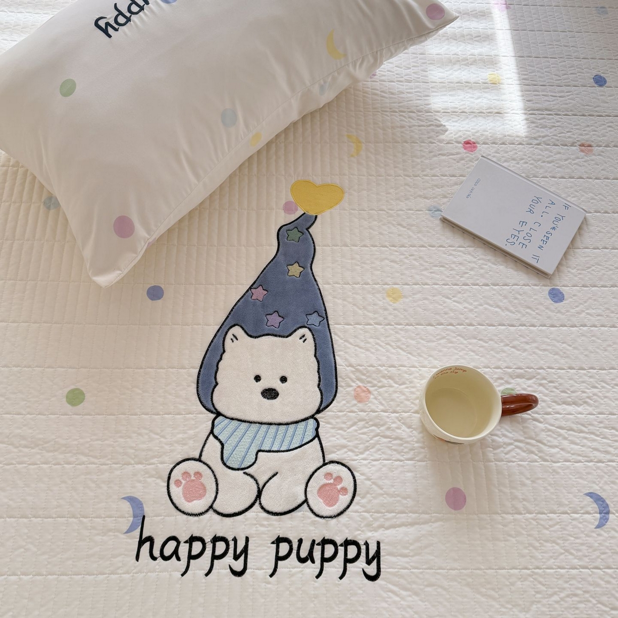 91家纺网 家纺一手货源 找家纺 吾欢心 2026新款贴布绣水洗棉床盖款夏被四件套 夏凉被空调被 开心露比