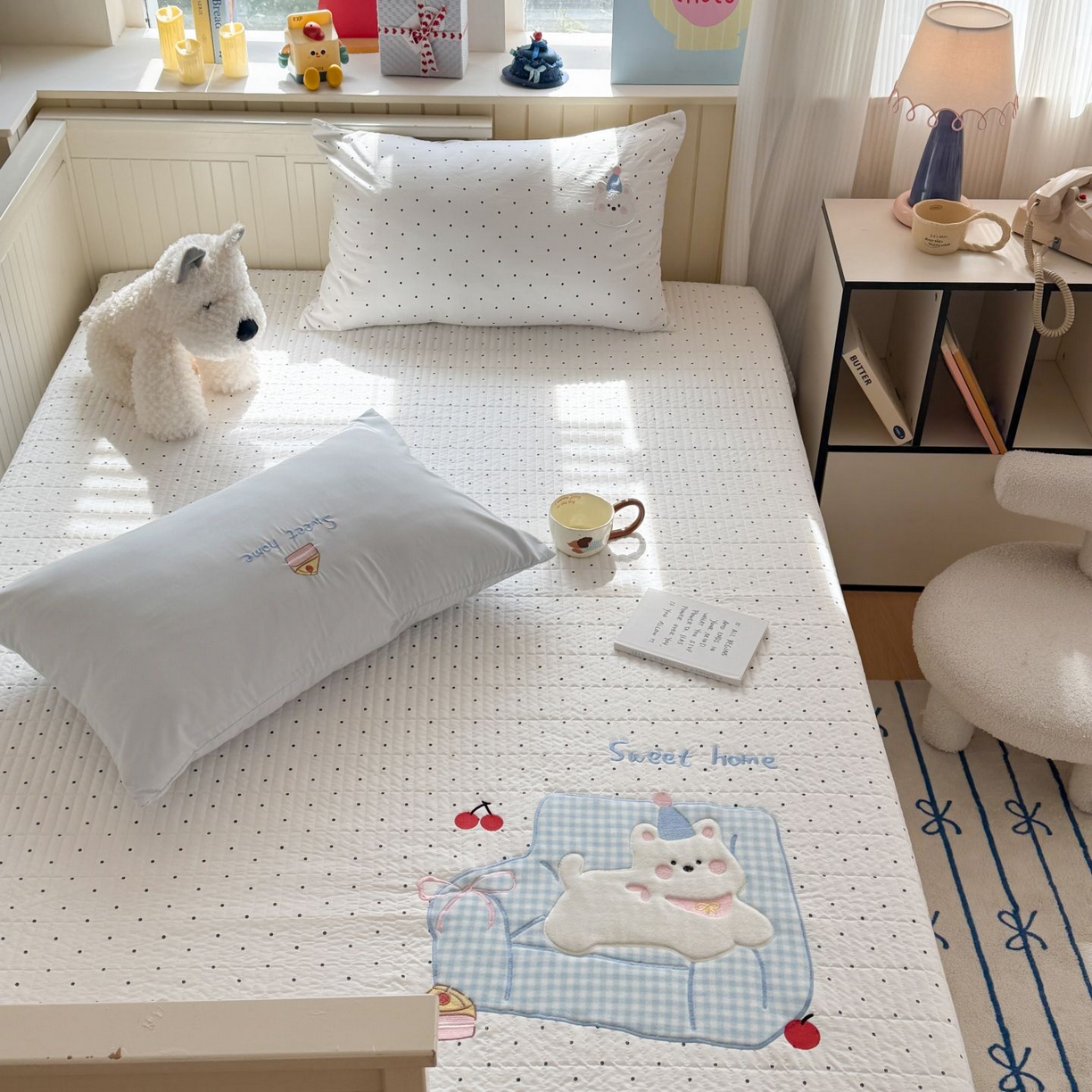 91家纺网 家纺一手货源 找家纺 吾欢心 2026新款贴布绣水洗棉床盖款夏被四件套 夏凉被空调被 沙发狗