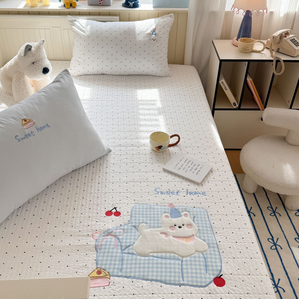 91家纺网 家纺一手货源 找家纺 吾欢心 2026新款贴布绣水洗棉床盖款夏被四件套 夏凉被空调被 沙发狗