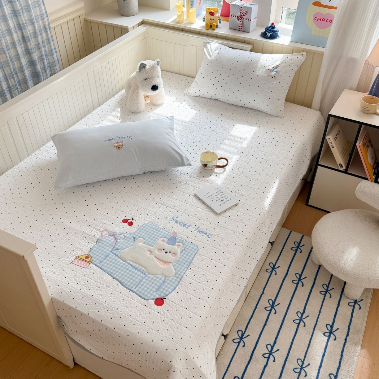 91家纺网 家纺一手货源 找家纺 吾欢心 2026新款贴布绣水洗棉床盖款夏被四件套 夏凉被空调被 沙发狗