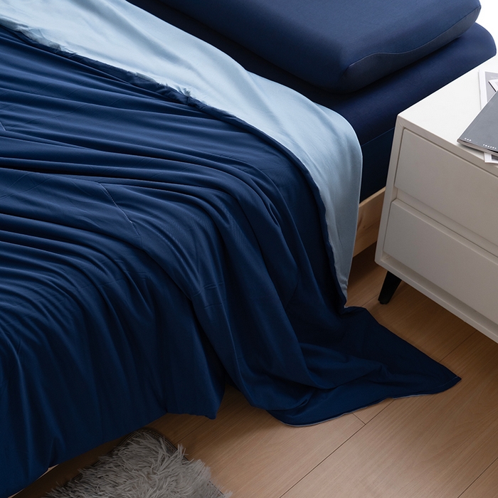 91家纺网 家纺一手货源 找家纺 天之爱 2026新款星球同款夏季双感深睡被夏被夏凉被控温被 深睡蓝