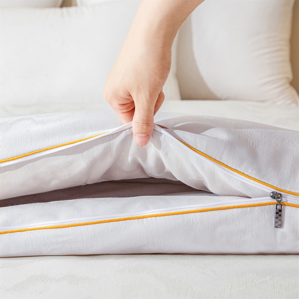 91家纺网 家纺一手货源 找家纺 小禹仔家纺 2026新款全棉提花蚕蛹蛋白子母被-山水系列 山水-暖灰