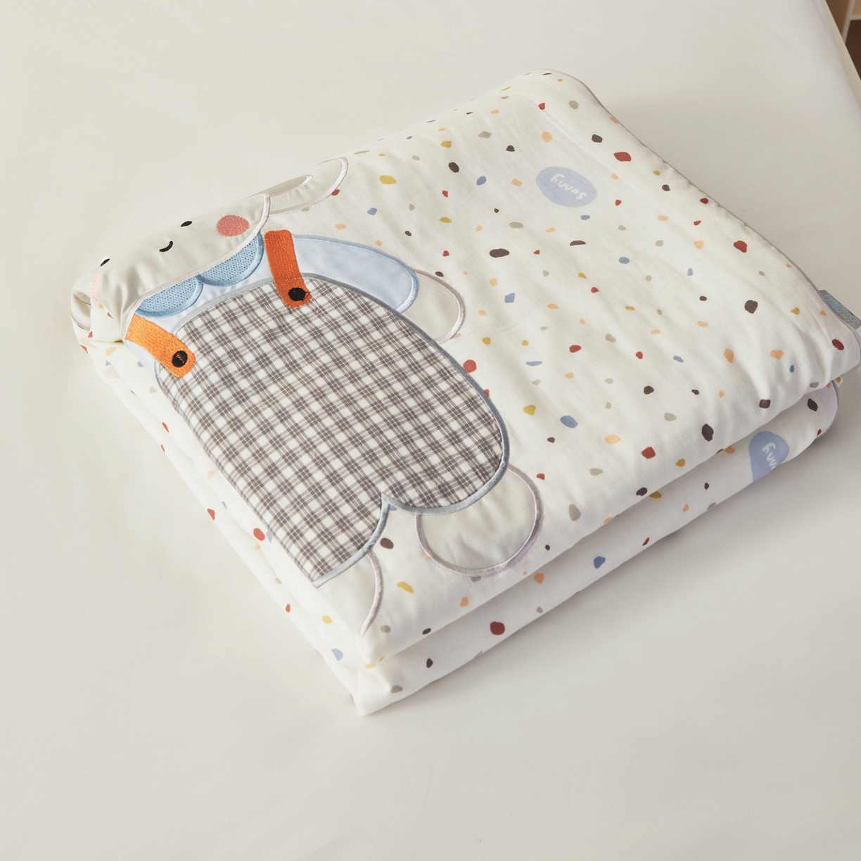 91家纺网 家纺一手货源 找家纺 （总）荷马之梦 2026新款全棉纯棉双层纱印花贴布绣卡通山茶蚕丝儿童夏被-轻芯系列