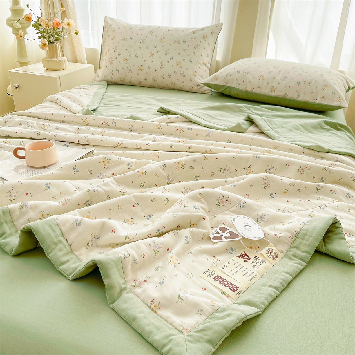 91家纺网 家纺一手货源 找家纺 （总）梵蒂莎 2026新款全棉双层纱夏被四件套100%棉花夏凉被里外纯棉被子被芯（需要买家秀，加微信）