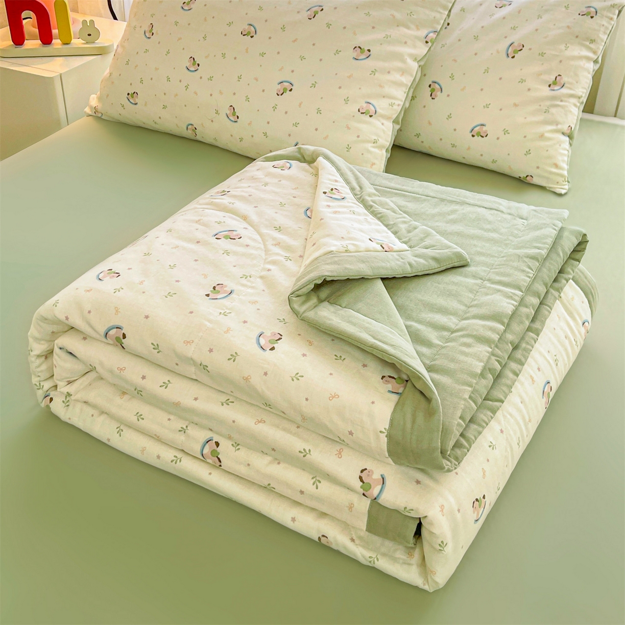 91家纺网 家纺一手货源 找家纺 梵蒂莎 2026新款全棉双层纱夏被四件套100%棉花夏凉被里外纯棉被子被芯（需要买家秀，加微信） 宝妮乐园-米
