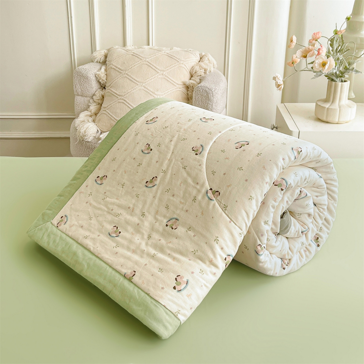 91家纺网 家纺一手货源 找家纺 梵蒂莎 2026新款全棉双层纱夏被四件套100%棉花夏凉被里外纯棉被子被芯（需要买家秀，加微信） 宝妮乐园-米