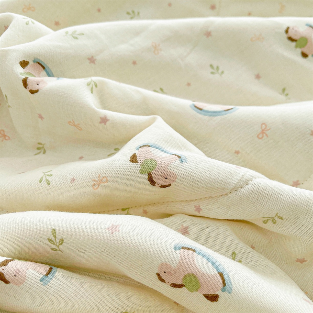 91家纺网 家纺一手货源 找家纺 梵蒂莎 2026新款全棉双层纱夏被四件套100%棉花夏凉被里外纯棉被子被芯（需要买家秀，加微信） 宝妮乐园-米