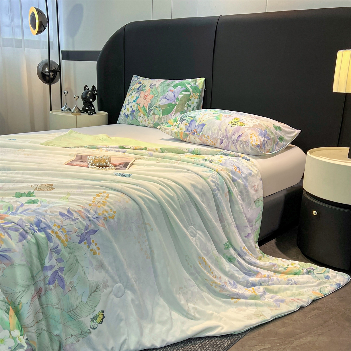 91家纺网 家纺一手货源 找家纺 小禹仔家纺 2026新款氨纶凉感印花夏被 夏瑶绿