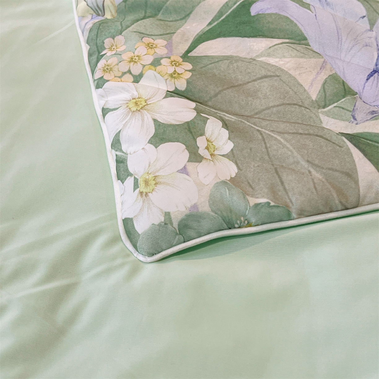 91家纺网 家纺一手货源 找家纺 小禹仔家纺 2026新款氨纶凉感印花夏被 夏瑶绿