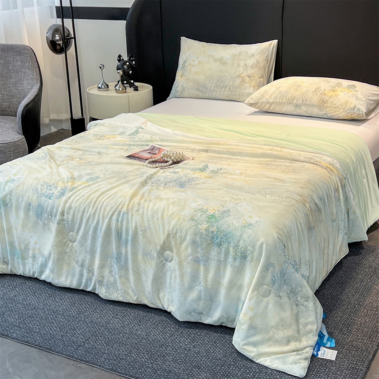 91家纺网 家纺一手货源 找家纺 小禹仔家纺 2026新款氨纶凉感印花夏被 半山花