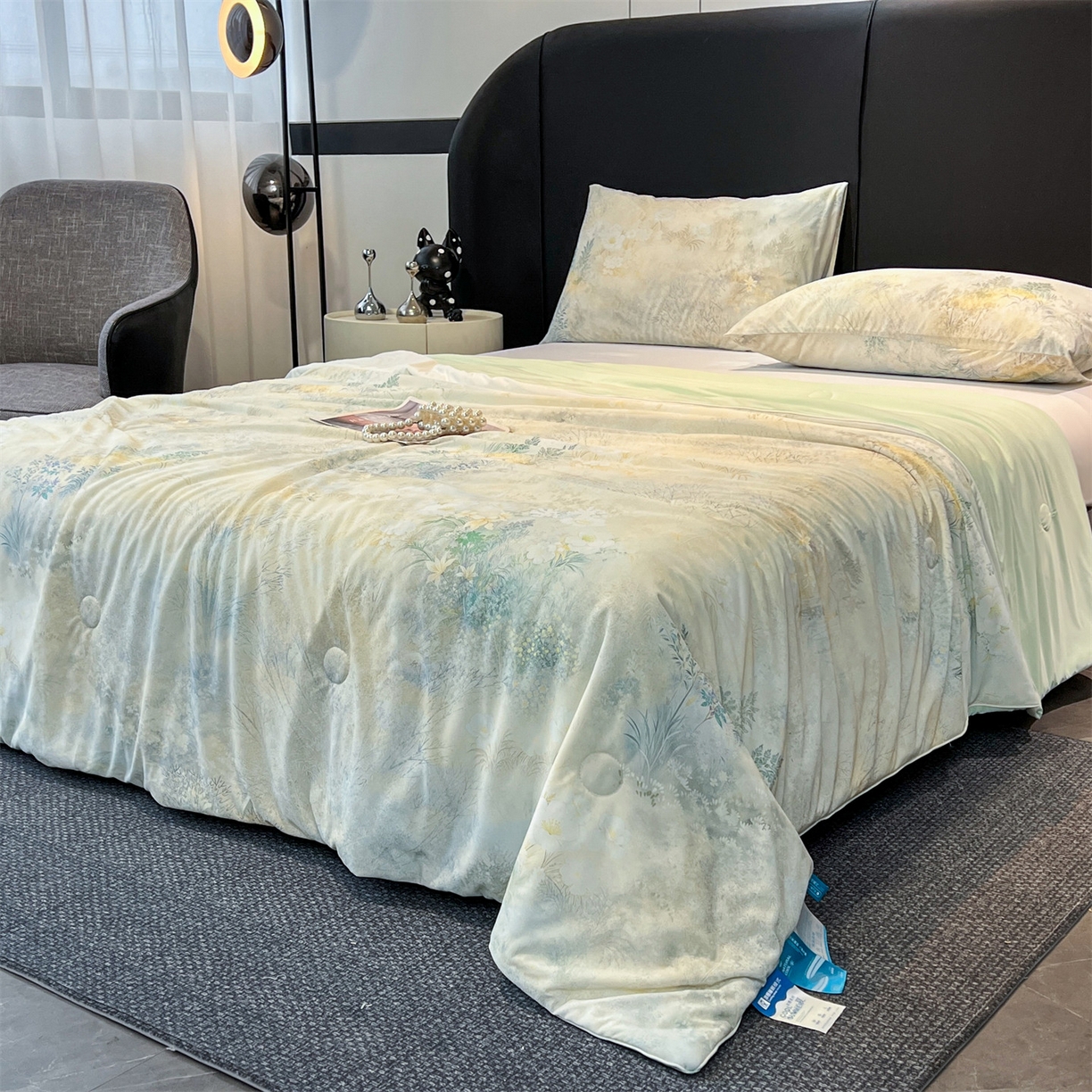 91家纺网 家纺一手货源 找家纺 小禹仔家纺 2026新款氨纶凉感印花夏被 半山花