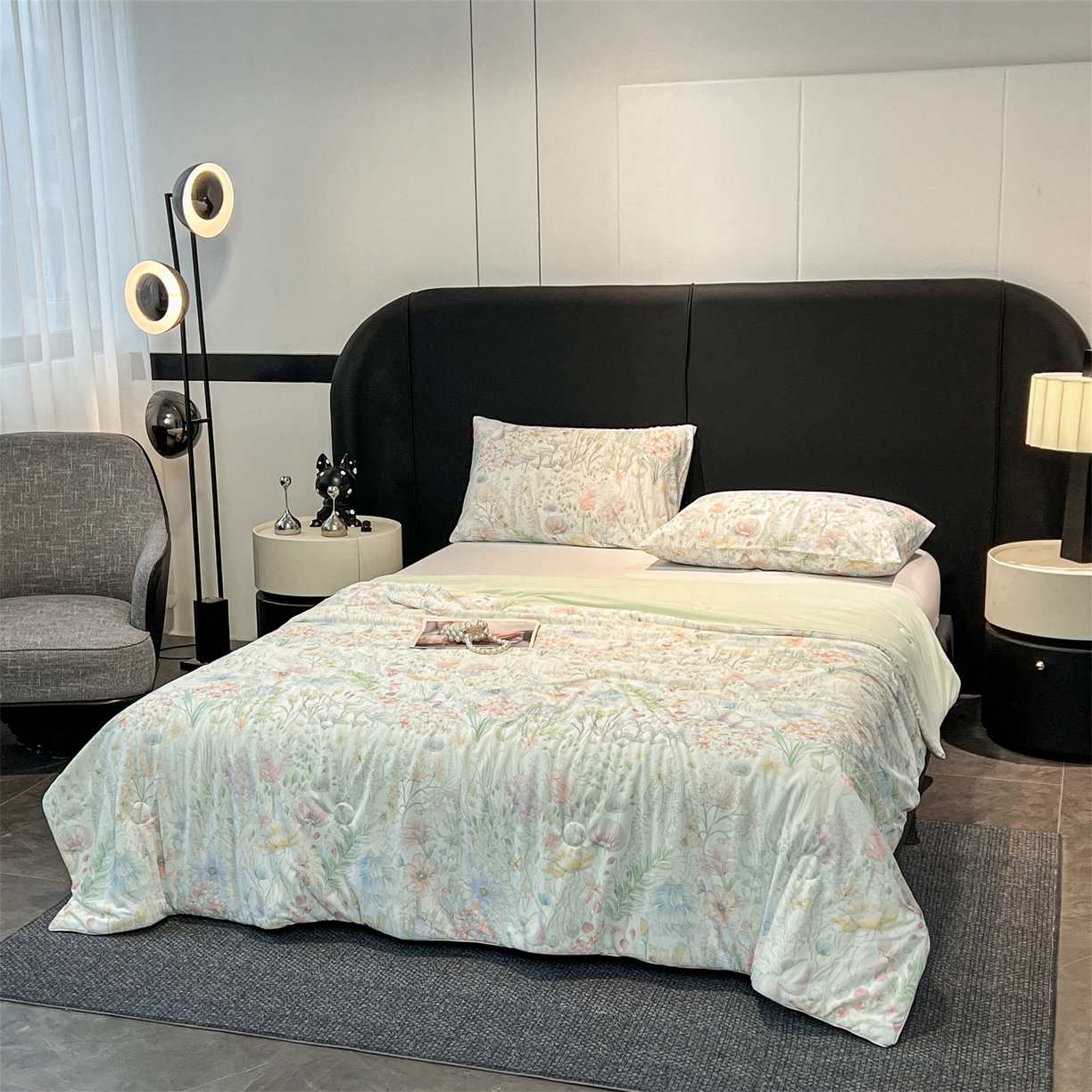 91家纺网 家纺一手货源 找家纺 小禹仔家纺 2026新款氨纶凉感印花夏被 花陌语