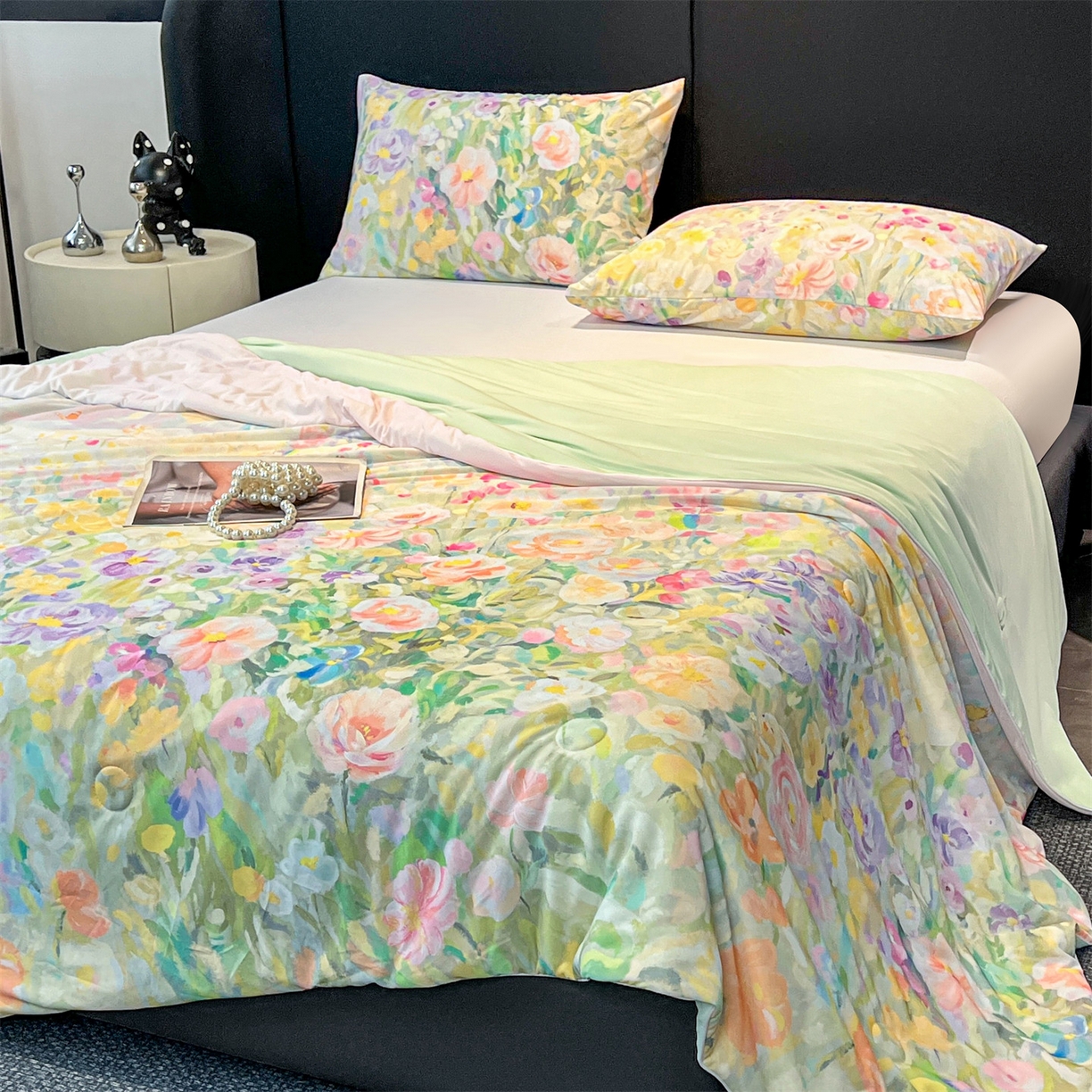 91家纺网 家纺一手货源 找家纺 小禹仔家纺 2026新款氨纶凉感印花夏被 曼莎