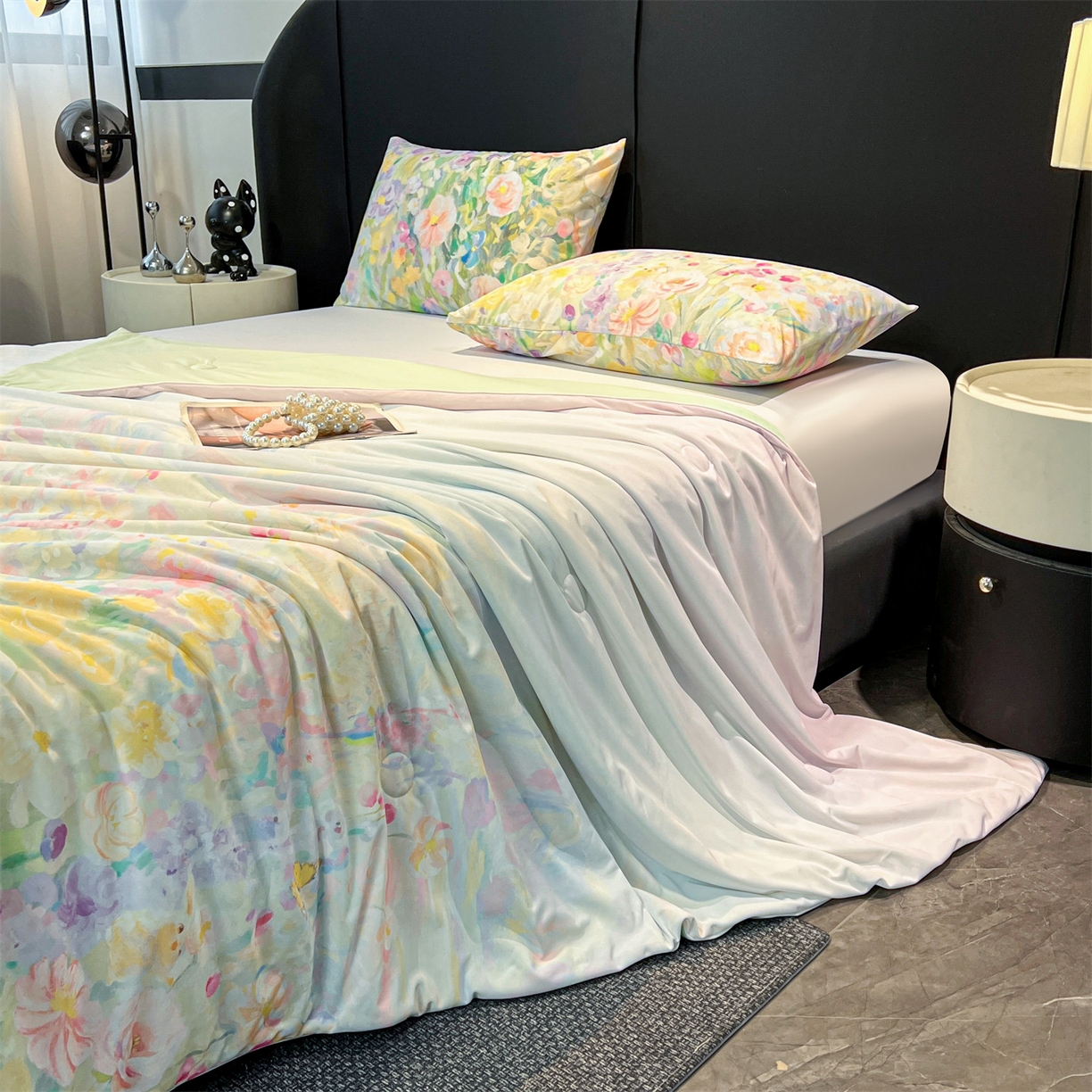 91家纺网 家纺一手货源 找家纺 小禹仔家纺 2026新款氨纶凉感印花夏被 曼莎