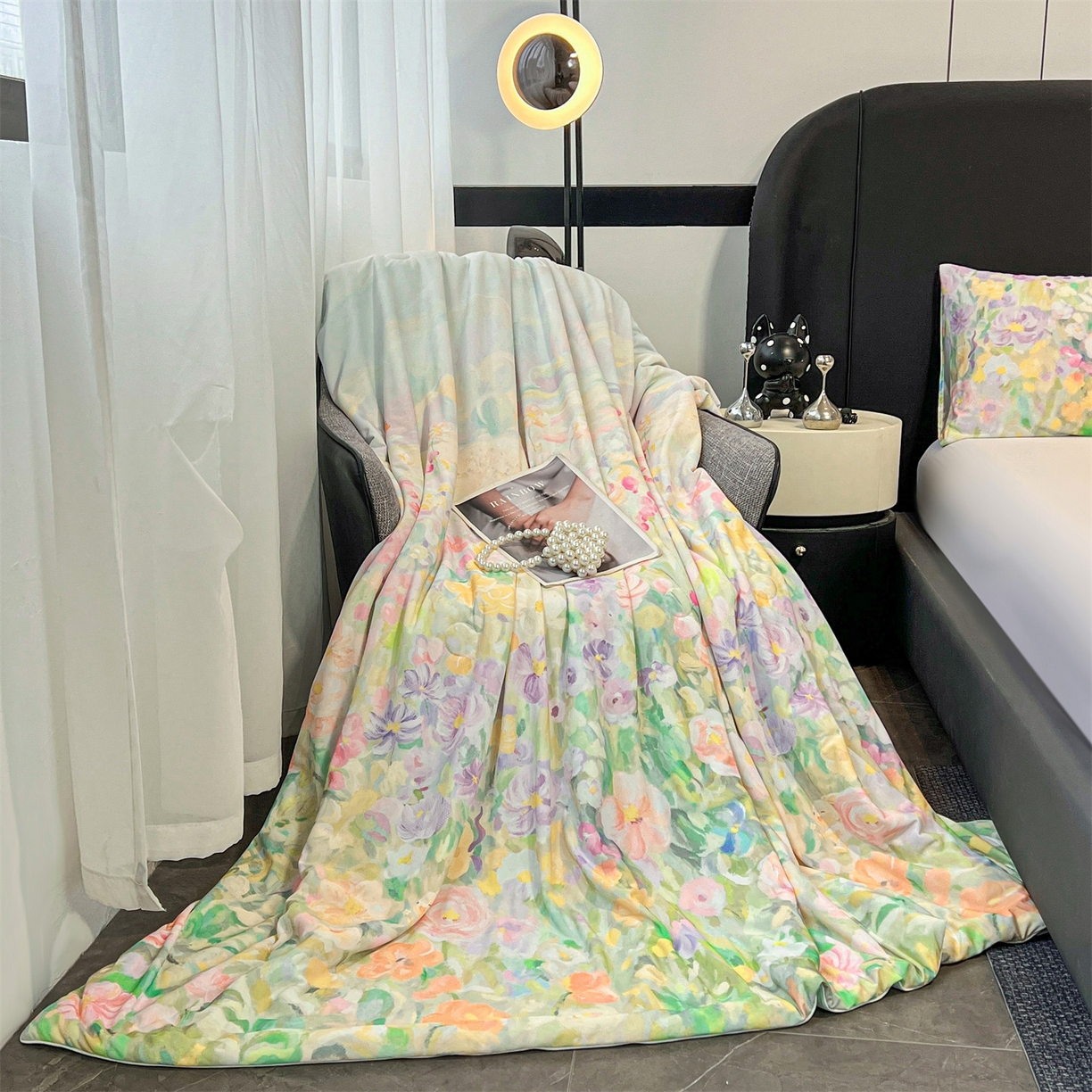 91家纺网 家纺一手货源 找家纺 小禹仔家纺 2026新款氨纶凉感印花夏被 曼莎