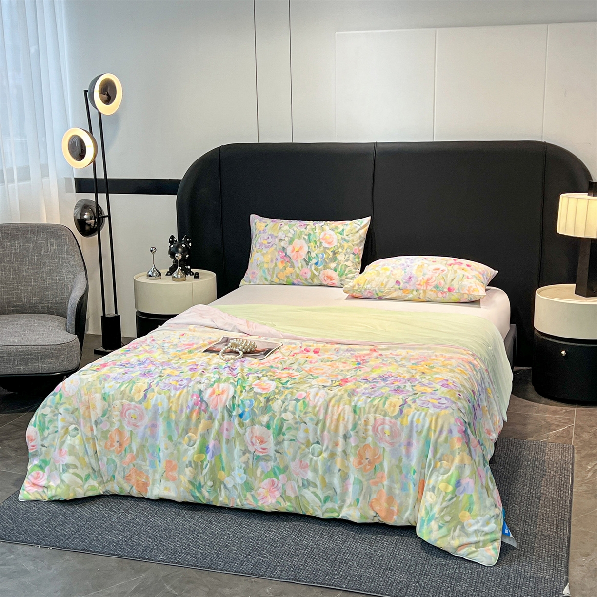 91家纺网 家纺一手货源 找家纺 小禹仔家纺 2026新款氨纶凉感印花夏被 曼莎