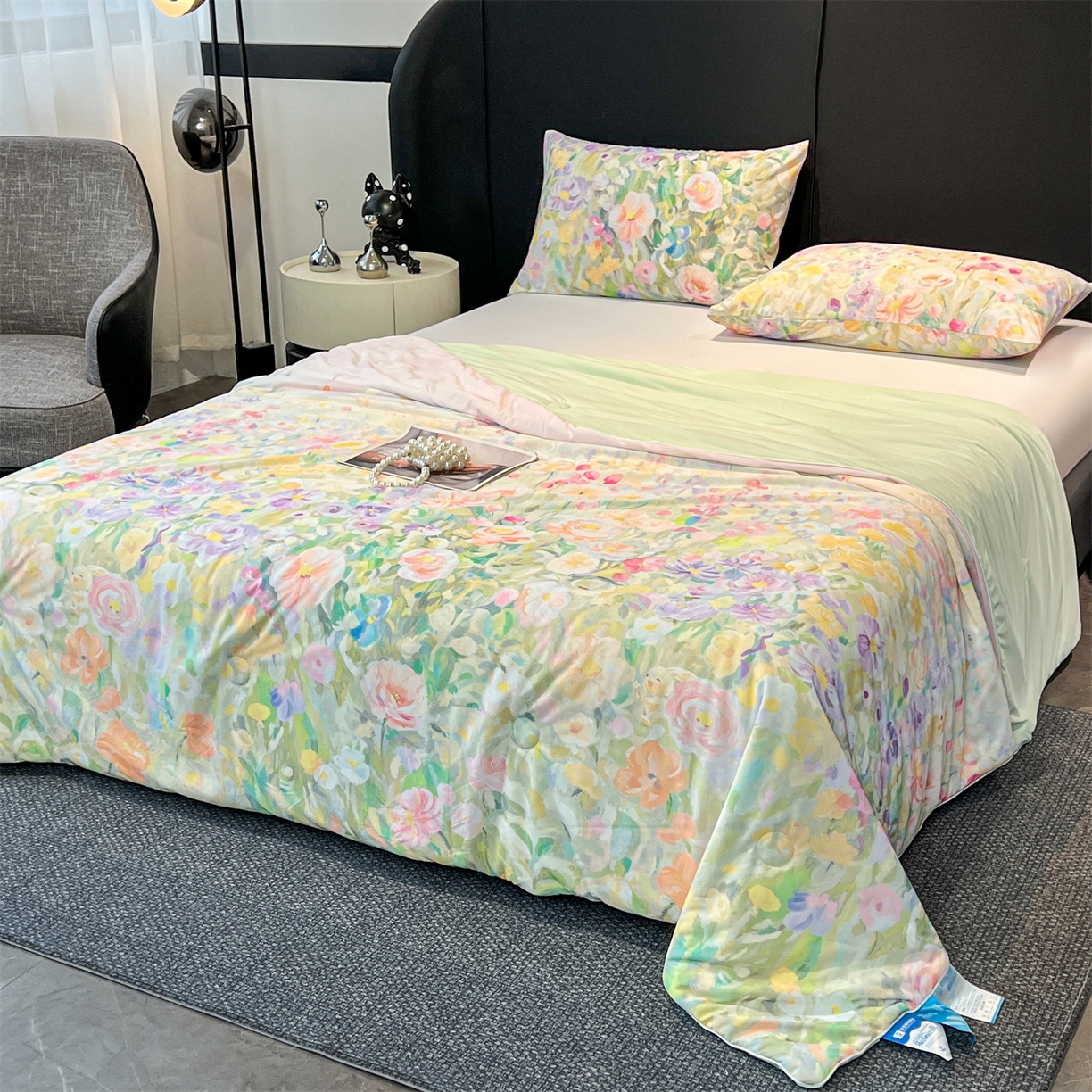 91家纺网 家纺一手货源 找家纺 小禹仔家纺 2026新款氨纶凉感印花夏被 曼莎