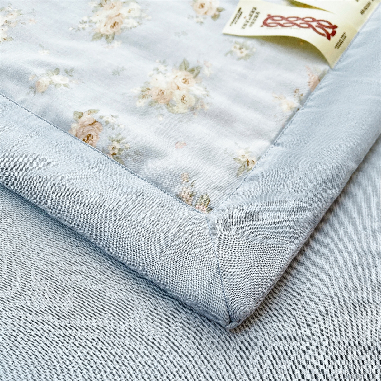 91家纺网 家纺一手货源 找家纺 梵蒂莎 2026新款全棉双层纱夏被四件套100%棉花夏凉被里外纯棉被子被芯（需要买家秀，加微信） 夏日牡丹-蓝